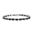 Schwarzer Spinell Armband, ca. 19 cm, Edelstahl, ca. 13.69 ct
