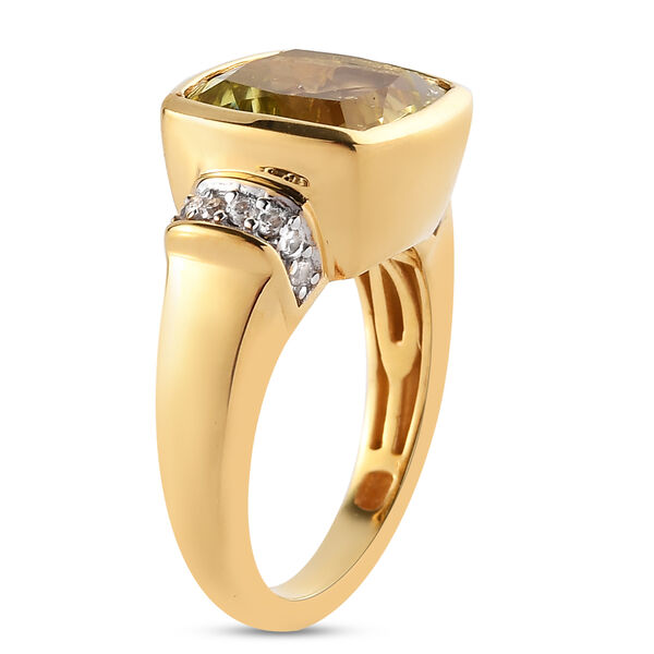 Ouro Verde-Quarz und Zirkon Ring 925 Silber vergoldet image number 3