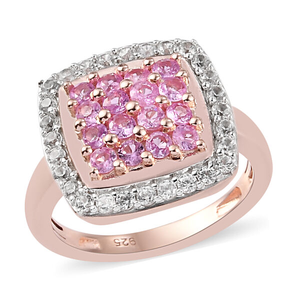 Rosa Saphir und Zirkon Ring, 925 Silber ros&eacute;vergoldet, 1,26 ct. image number 2