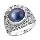 Royal Bali Kollektion - Blauer Mabenperlen Ring, 925 Silber (Größe 16.00) image number 0