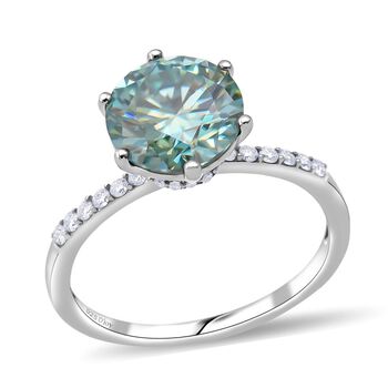 D'Joy Paraiba Moissanit, Moissanit Ring 925 Silber rhodiniert (Gr&ouml;&szlig;e 17.00) ca. 3.75 ct