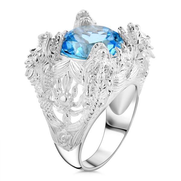Royal Bali - Himmelblauer Topas Ring 925 Silber (Größe 19.00) ca. 13.40 ct image number 3