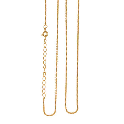 Singapurkette, 925 Silber 750 Gelb Vergoldet, ca. 45 cm + 5 cm Extender, ca. 2,16g