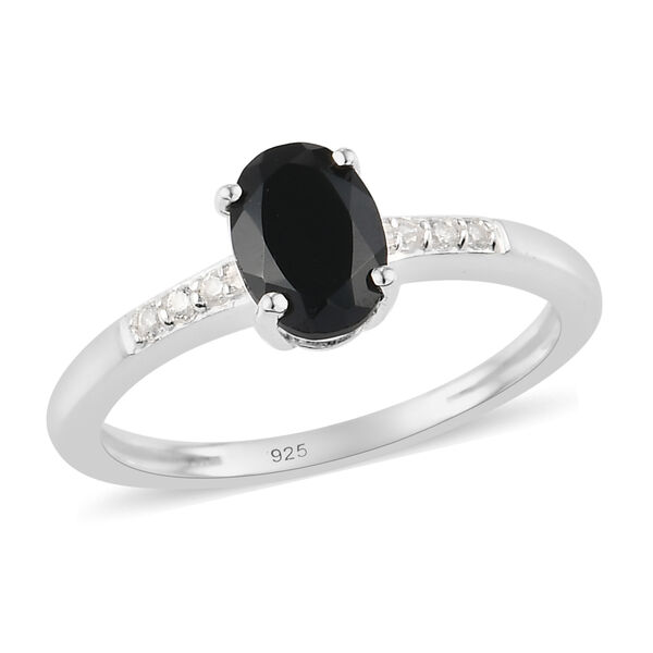 Schwarzer Spinell und Zirkon Ring 925 Silber  ca. 1,10 ct image number 4