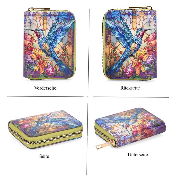 2-teiliges Geldbörsen-Set mit Vogel-Muster, 18x2,5x10 cm und 11x2,5x9 cm image number 6