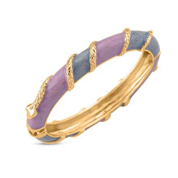 Emaille-Armreif im Streifen-Design Lila und Blau, ca. 19 cm