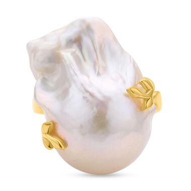 Baroque Perle und weißer Zirkon-Ring - 0,12 ct.