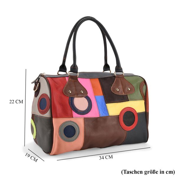 Chaos by Elsie Echtleder Crossbody-Tasche mit RFID-Schutz, 34x19x22cm, mehrfarbiges, matt gepr&auml;gtes Muster image number 7