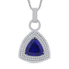 CHAIRMAN VAULT COLLECTION - AAAA Tansanit, Weißer Diamant Anhänger, zertifiziert und geprüft, 950 Platin ca. 24.39 ct