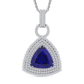 Chairman's Vault Collection - zertifiziert und geprüft RHAPSODY AAAA Tansanit und VS-EF Diamant Anhänger mit 45cm Kette in 950 Platin - 24,39 ct.