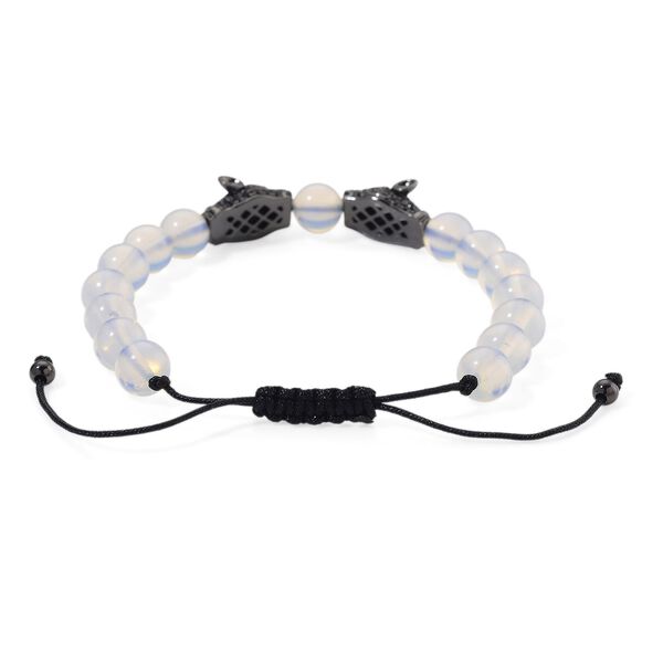 Opalite, Schwarzer Zirkonia Armband, Flexibles, Messing Schwarzes Rhodium image number 4