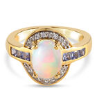 Natürlicher, äthiopischer Opal und Tansanit-Ring, 925 Silber Gelbgold Vermeil  ca. 1,79 ct image number 0