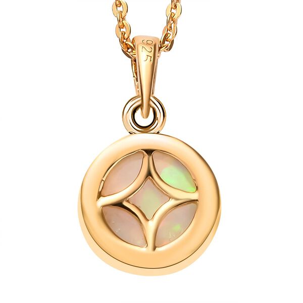 Natürlicher, äthiopischer Welo Opal-Anhänger mit Kette, 925 Silber Gelbgold Vermeil ca. 1,30 ct image number 7