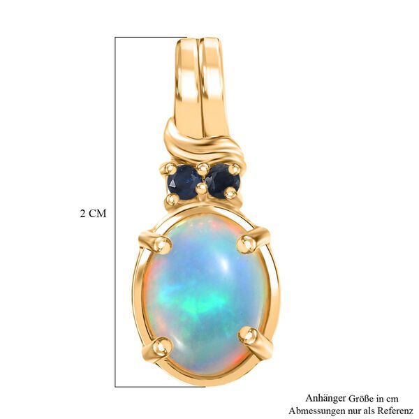 D'Joy AA Nat&uuml;rlicher, &auml;thiopischer Welo Opal, Blauer Saphir Anh&auml;nger 925 Silber vergoldet ca. 1.36 ct image number 6