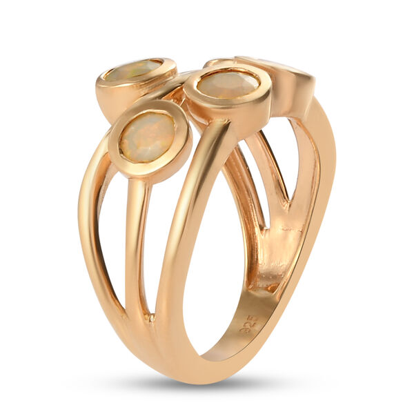 Nat&uuml;rlicher &Auml;thiopischer Opal Ring 925 Silber vergoldet image number 5