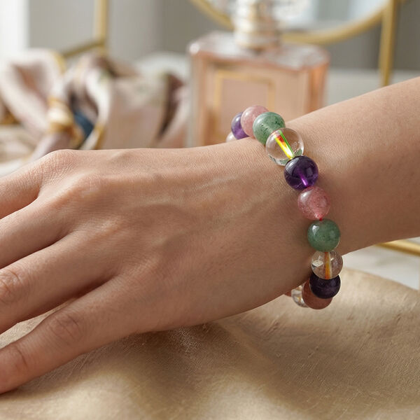 Flexibles mehrfarbiges Edelstein Armband - 160 ct. image number 3