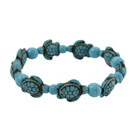 Flexibles blaues rekonstituiertes Howlith Armband, Schildkröten-Design - 75 ct.