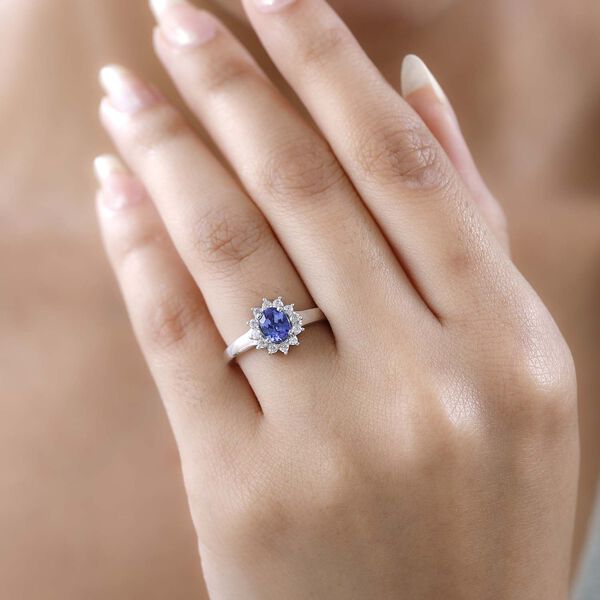 AAA Tansanit und Zirkon Halo Ring - 1,13 ct. image number 2