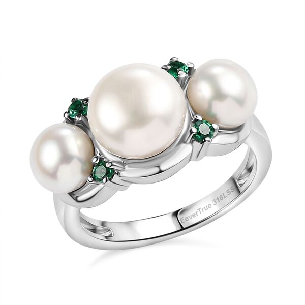 EverTrue S&uuml;&szlig;wasserperle und gr&uuml;ner Zirkonia Ring image number 4
