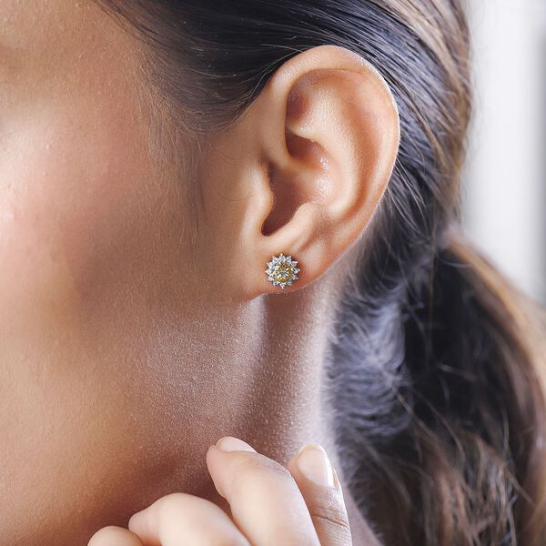 AA natürliche, goldene Tansanit und Zirkon-Ohrringe - 1,09 ct. image number 3