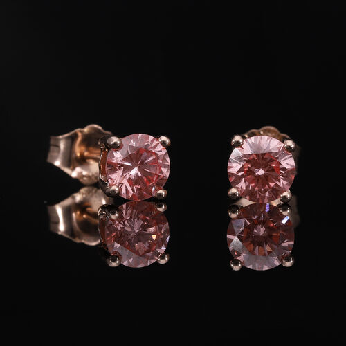 LUXURIANT DIAMOND- SGL zertifizierte VS rosa Labor Diamant Ohrringe in 585 Roségold- 1 ct. image number 3
