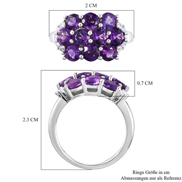 Natürlicher, marokkanischer Amethyst und weißer Zirkon-Ring, 925 Silber platiniert  ca. 2,61 ct image number 7