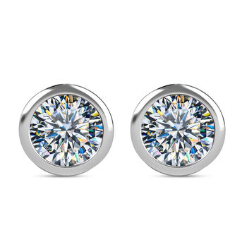 Moissanit Ohrringe, 925 Silber platiniert, ca. 2.20 ct