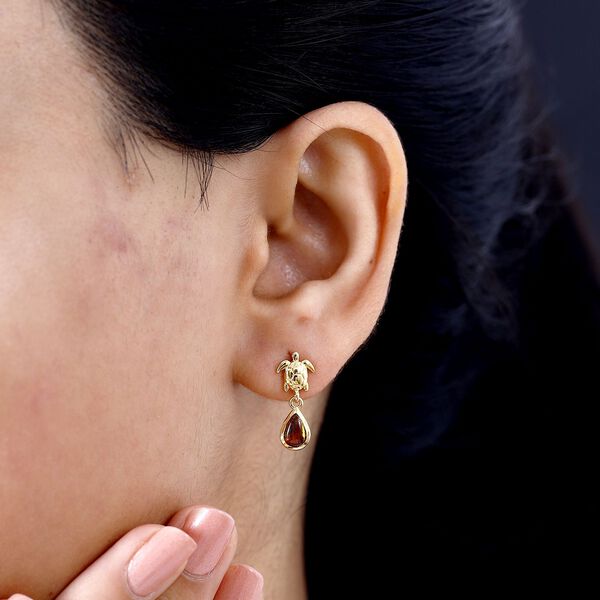 Ammolit Ohrringe 925 Silber 750 Gelbgold Vermeil ca. 0,97 ct. image number 3