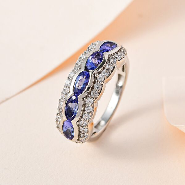 AAA Tansanit und Zirkon Ring - 2,06 ct. image number 2