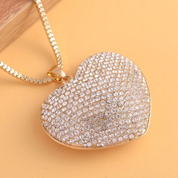 Kristall-Herz-Anhänger mit Kette in Goldton - 5 ct. image number 2