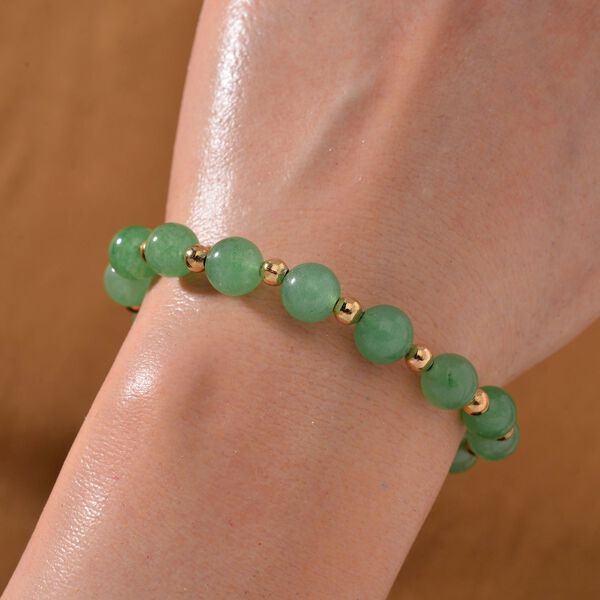 Gr&uuml;ner Aventurin Armband, flexibel, vergoldet ca. 60.00 ct image number 2