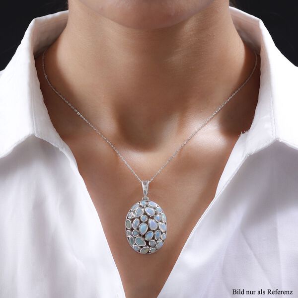 Natürlicher, äthiopischer Opal-Anhänger mit Kette, 925 Silber platiniert ca. 4.42 ct image number 2