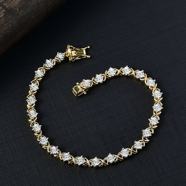 EVER TRUE Weißer Diamant Armband ca. 19 cm Nickelfreies Messing, Gelbgoldfarben image number 1