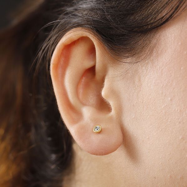 LUXURIANT SI-GH Labor Diamant Ohrringe, 925 Silber Gelbgold Vermeil - 0,25 ct. image number 3