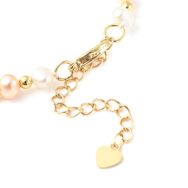 Mehrfarbiges S&uuml;&szlig;wasserperlen und wei&szlig;es Kristall-Armband, 16.5 cm, Reines Messing image number 5