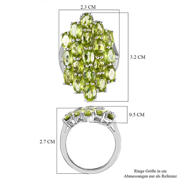 Nat&uuml;rlicher Peridot Ring, 925 Silber platiniert (Gr&ouml;&szlig;e 17.00), ca. 7,40 ct image number 7