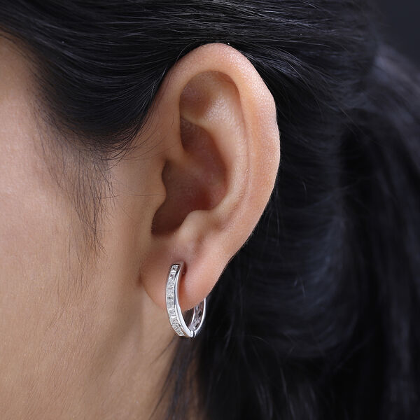 Moissanit Creolen, 925 Silber platiniert - 0,85 ct. image number 3