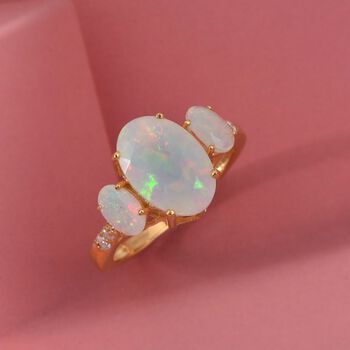 D'Joy AA nat&uuml;rlicher, &auml;thiopischer Welo Opal und Moissanit Ring - 2,57 ct.