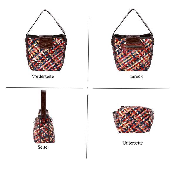 Chaos by Elsie - 100% Echtleder gewebte Tasche, dunkel image number 2