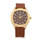 STRADA - Armbanduhr Legierung, goldfarben, Zifferblatt Braun-Hydraulic, 3 ATM wasserdicht