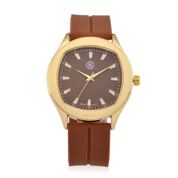 STRADA - Armbanduhr Legierung, goldfarben, Zifferblatt Braun-Hydraulic, 3 ATM wasserdicht image number 0