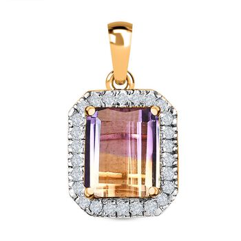 AAA Ametrin, Wei&szlig;er Zirkon Anh&auml;nger, 925 Silber Gelbgold Vermeil, ca. 5.41 ct