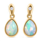Natürliche, äthiopische Opal und weiße Zirkon-Ohrringe, 925 Silber vergoldet ca. 0,94 ct image number 0