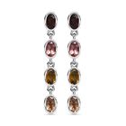 Natürliche mehrfarbiger-Turmalin Ohrhänger, 925 Silber platiniert, ca. 2.44 ct