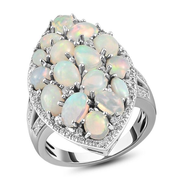 AA nat&uuml;rlicher, &auml;thiopischer Welo Opal und Zirkon-Ring - 4,31 ct. image number 4
