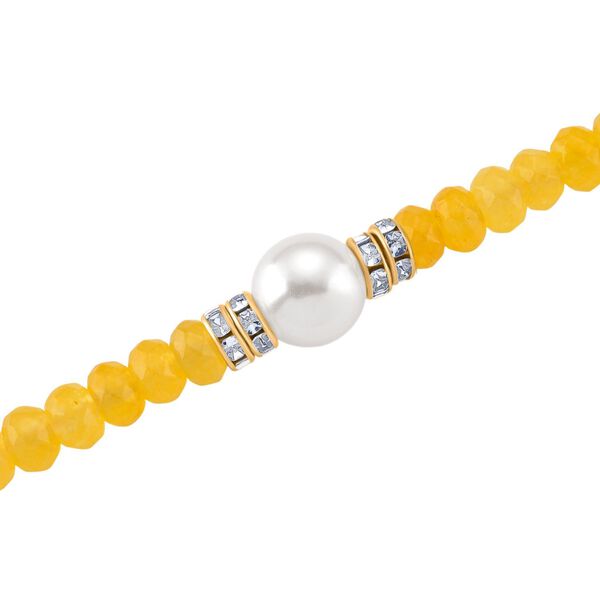 Muschelkernperle (9-11 mm) Halskette mit Gelbem Quarzit, verstellbar ca. 40.5 cm +10 cm Extender, goldfarben image number 5