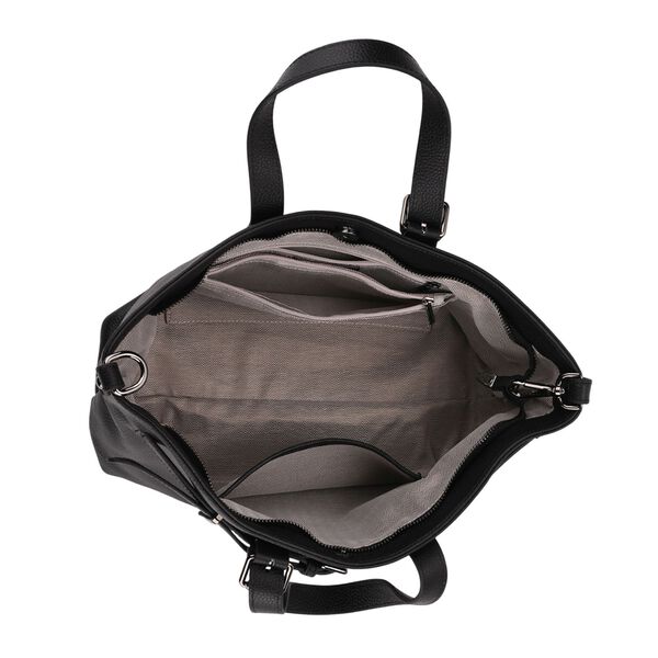 Echtleder-Crossbody-Bag im Trapez-Design, 32x12x19 cm, Schwarz image number 4