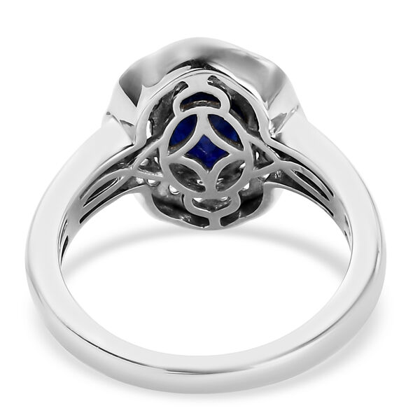 Masoala Saphir und Zirkon Halo Ring, 925 Silber platiniert, 1,71 ct. image number 5