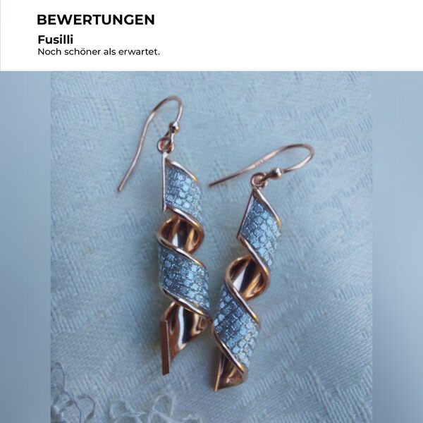 Diamantschliff Fusilli Ohrh&auml;nger in ros&eacute;vergoldetem Silber image number 6