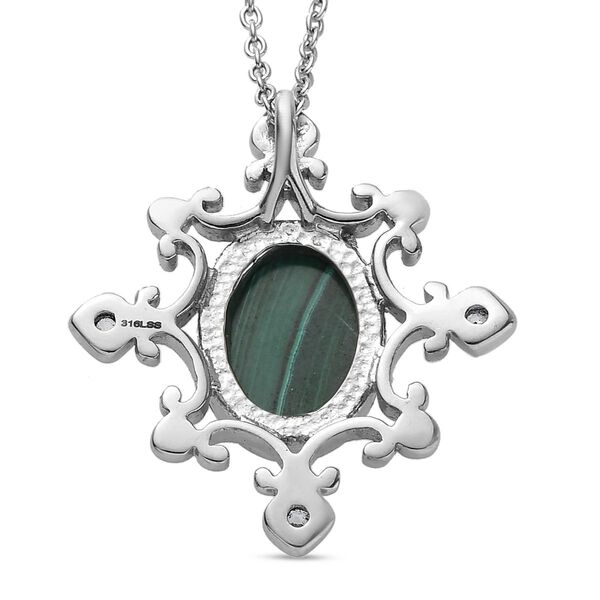 Malachit und Zirkon Anh&auml;nger mit 50cm Kette - 8,69 ct. image number 5